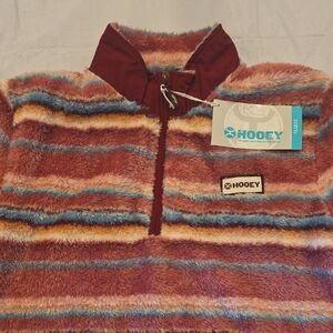 Hooey NWT Women's Striped Fleece 1/4 Zip Pullover Long Sleeve Warm Cozy M